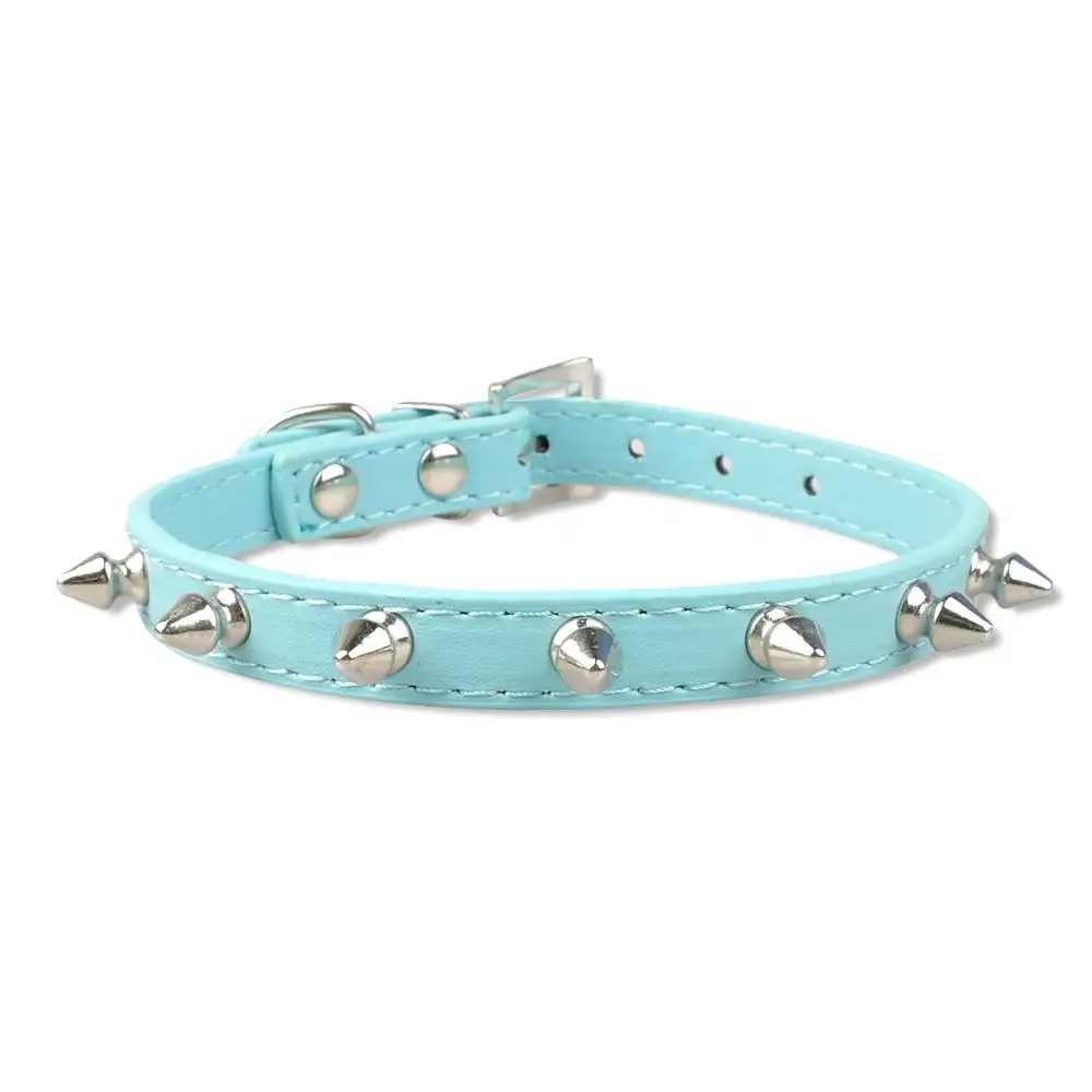 1 Row Cute Rivets Studded Dog Collar Puppy Cat Collars For Small Dogs Chihuahua Yorkies Neck for 8-18" Pink Color 