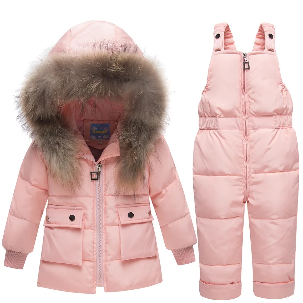Russian Winter Coats Outerwear Fashion Hooded Parkas Infant Jumpsuit  Baby Fur Snowsuit Thicken Snow Wear Overalls Clothing Set