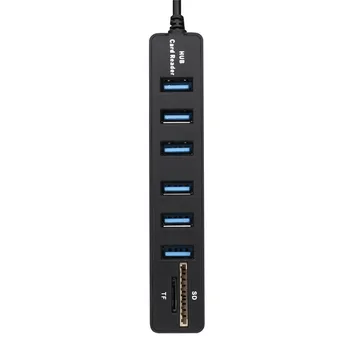 

2 inch High Quality Super Speed USB 2.0 6 Port Splitter HUB+USB Card Reader A7