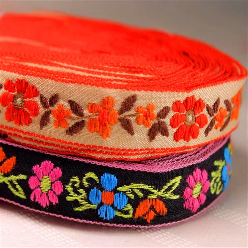 1.8cm Embroidered flower ribbon lace woven label Jacquard ribbons