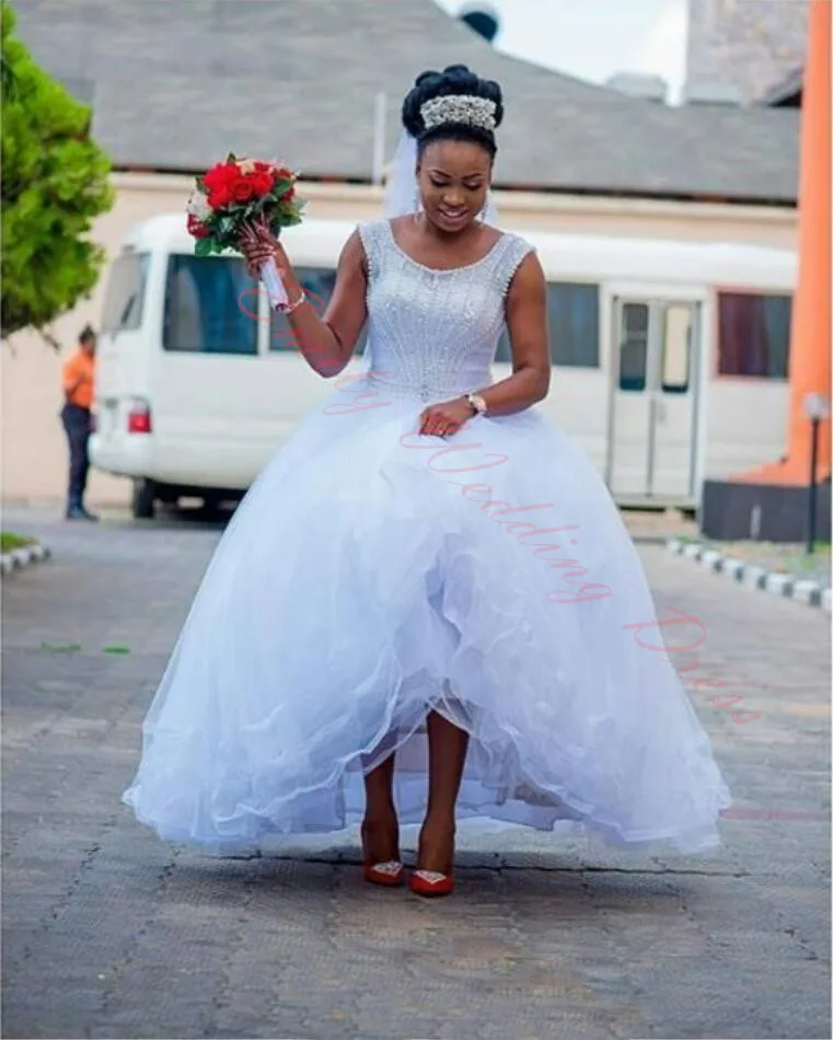 African Arabic High Low Short Wedding Dresses Western Country Ball
