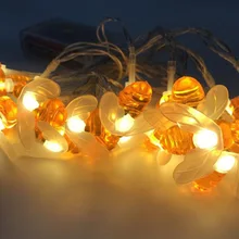 Пчелы светодиодный свет шнура 20/40 светодиодная батарея Мощность световая гирлянда вечерние свадебные украшение в виде рождественской гирлянды светодиодный гирлянда светодиодная гирлянда