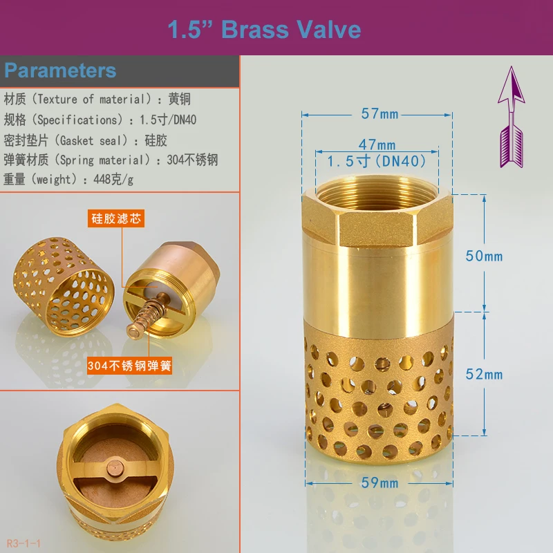 112BrassCheckValvewithStrainerFilterBSPFemaleThreadStop