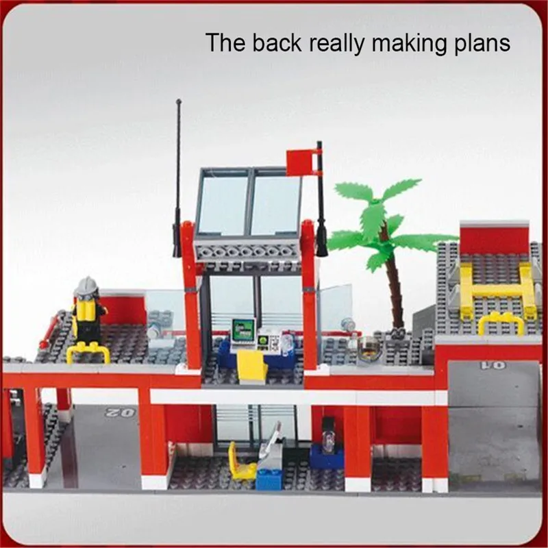 DIY собраны строительные блоки устанавливает игрушка пожарной отдела Строительный кирпич блоки образования игрушки автомобиль вертолетов для детей
