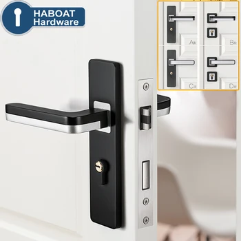 

HA1027 Door Lock 4 Keys Black & Silver Simple Style for Home, Bedroom, Office, Hotel, Building Hardware d