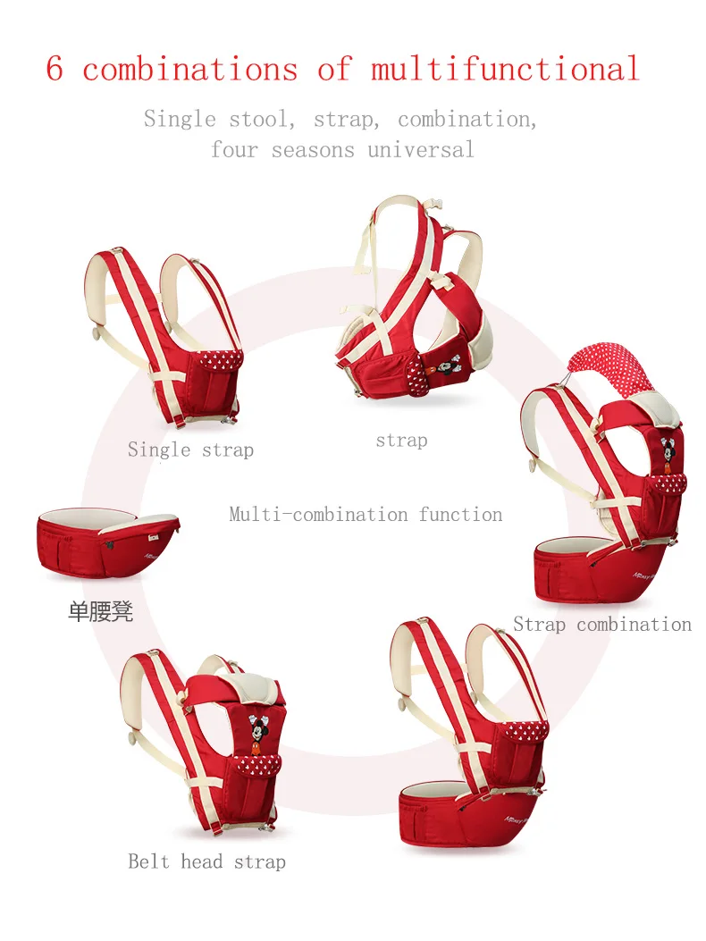 Disney Ergonomic Baby Carrier Backpack Infant Sling Toddler Waist Wrap Carrier Baby Holder Kangaroo Hipsit Minnie newborns 360