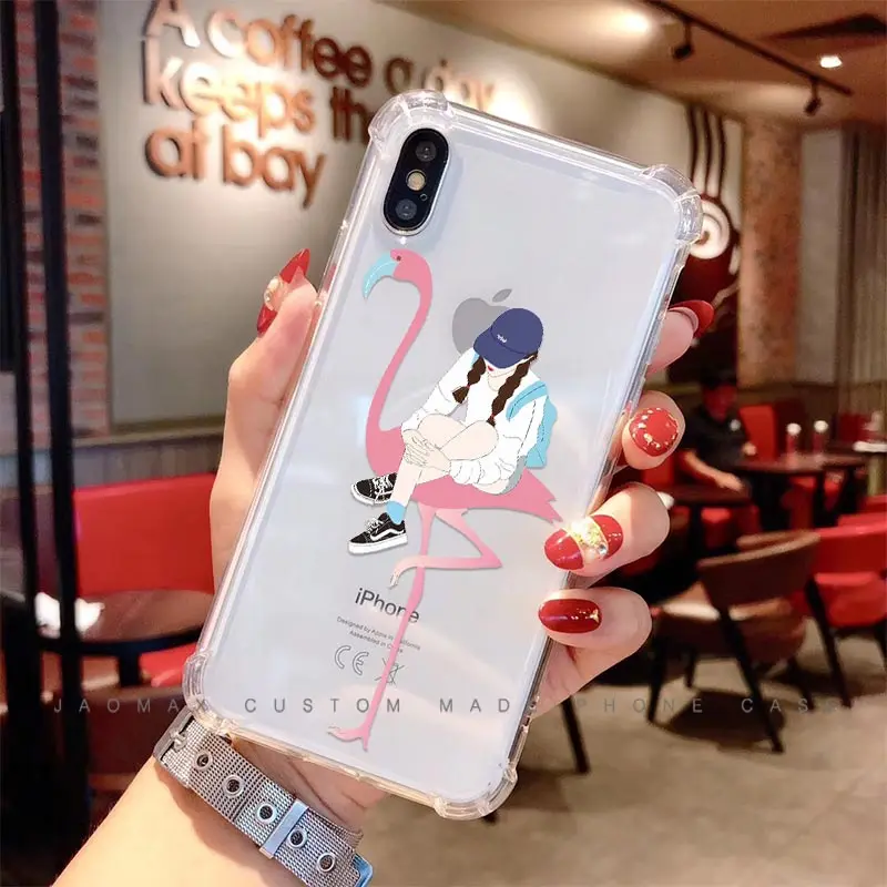 

Jaomax Soft Silicone Clear Shockproof Anti-Fall Girly Flamingo Case For iPhone 11 5S SE X Xs Max 7 8 6S Plus Xr Cover Fundas