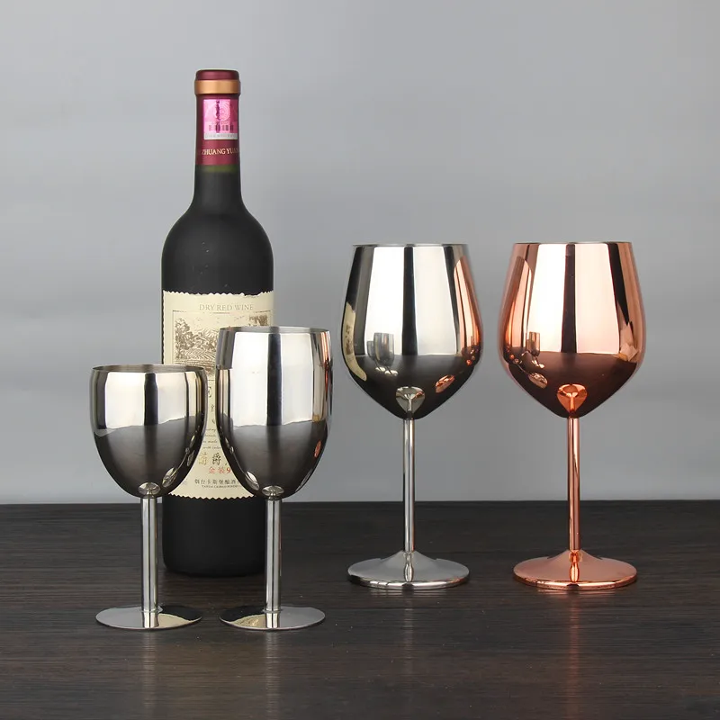 

304 Stainless Steel Red Wine Glass Silver Rose Gold Goblets Juice Drink Champagne Goblet Party Barware Kitchen Tools