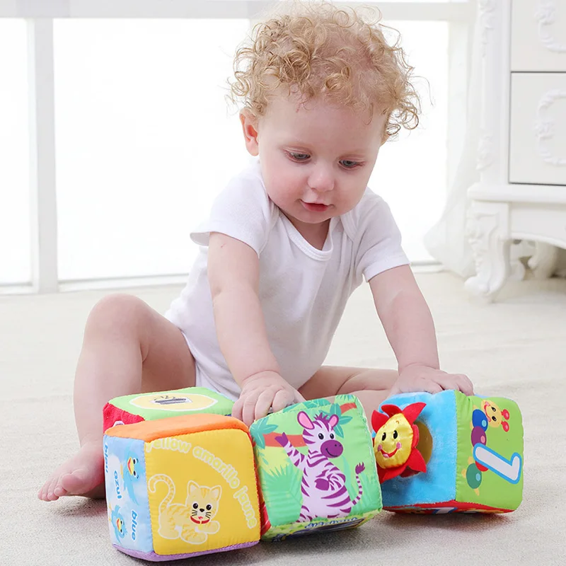 

1PCS Newborn Infant Early Education Cloth Cube Blocks Baby Cloth Plush Cognitive Learning Building Blocks Toys By Random