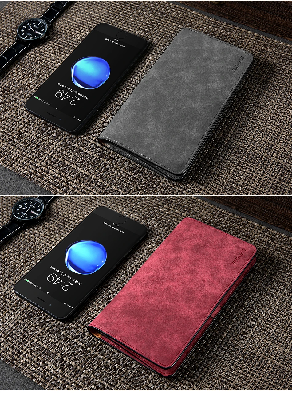 Retro Wallet Case For Samsung S8 Huawei P10 PU Leather Phone Pouch (10)