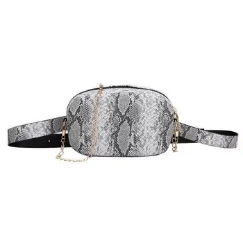 

Fashion Snake Pattern Leather Chain Belt Bag for Women Messenger Shoulder Phone Pouch PU Leather Waist Bags Female Fanny Packs