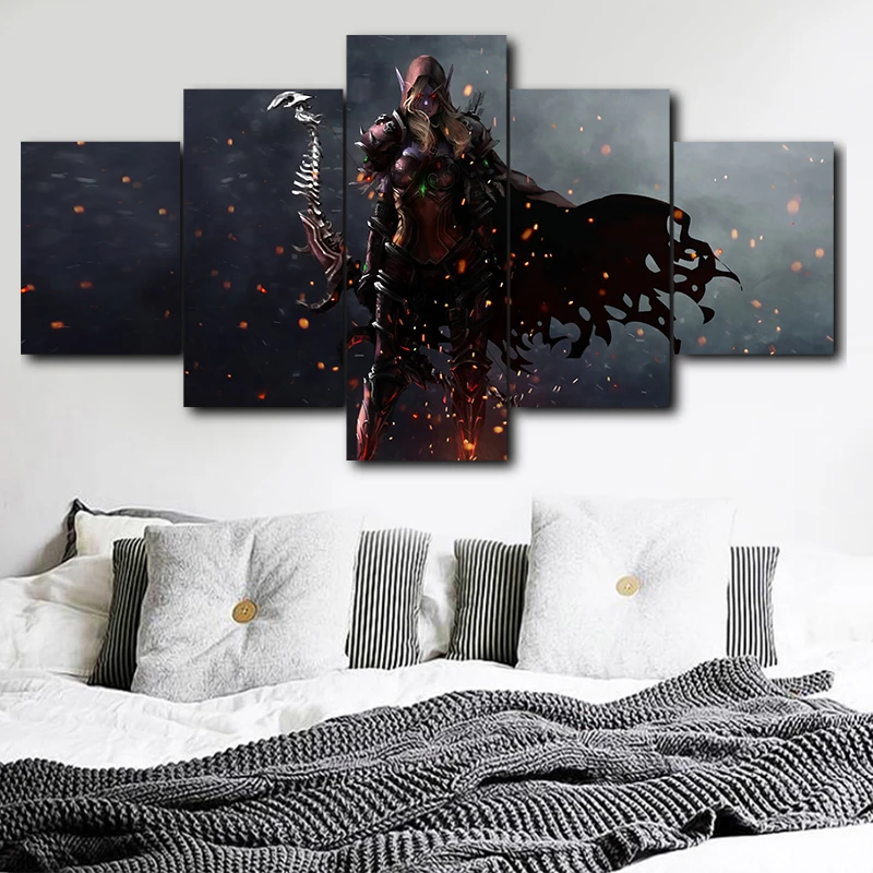

Game 5 Piece HD Print Beautiful Lady Sylvanas Windrunner Poster Painting Canvas Wall Artist House Decoration Wall Decoration