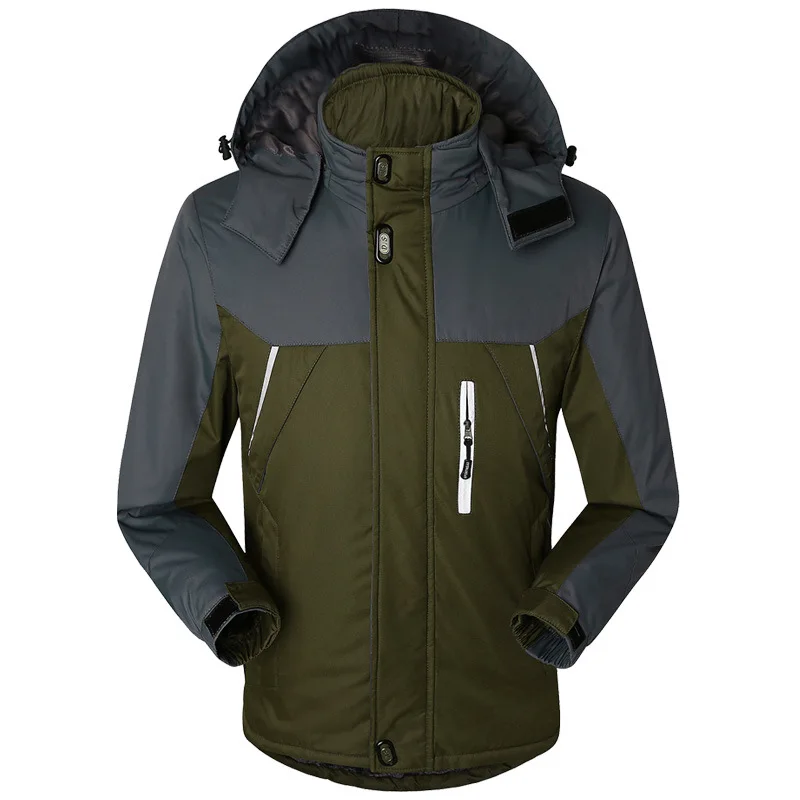 Зимний пуховик для мужчин, теплое пальто из плотного бархата, мужские ветрозащитные куртки с капюшоном, верхняя одежда, повседневное пальто для альпинизма размера плюс 5XL
