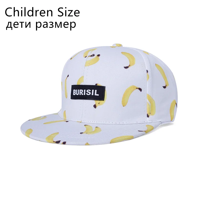 Новинка, бейсбольная кепка с фруктами для женщин и мужчин, бейсболка для взрослых и детей, модные детские бейсболки для мальчиков и девочек, солнцезащитные хип-хоп кепки - Цвет: Children White Banan