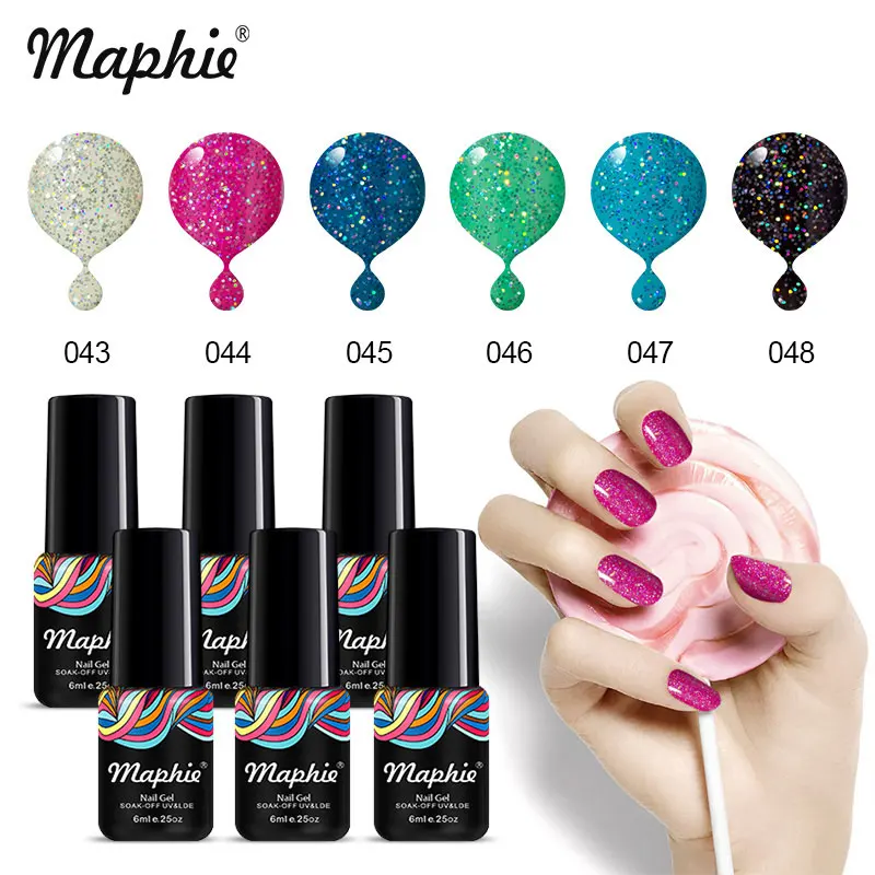 Maphie 6 шт./лот Гель-лак для ногтей серии "горячий шоколад" с УФ-подсветкой, долговечный Гель-лак для ногтей телесного цвета, Гель-лак с блестками - Цвет: 13