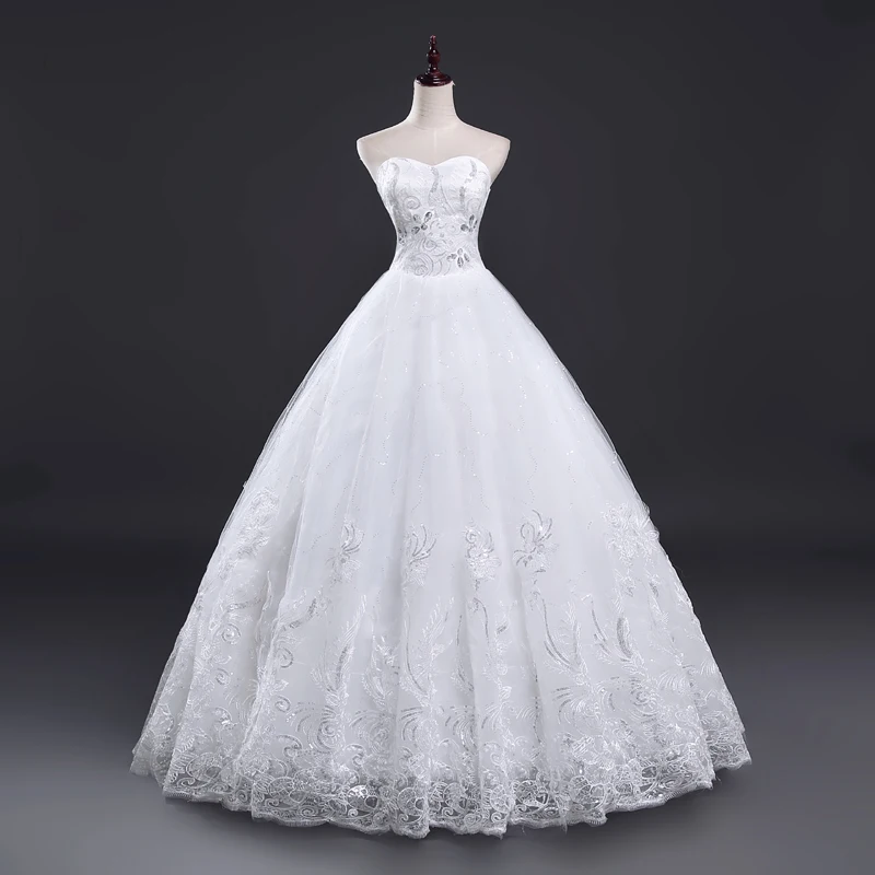 Fansmile Vestidos de Novias Винтаж кружевные свадебные платья 2019 Бальные платья с лифом сердечком, большого размера свадебные платье с настоящей