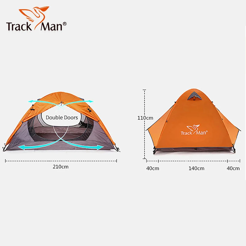 Trackman Сверхлегкий Открытый походный водонепроницаемый кемпинговый тент 2 человека 1 спальня 2 слоя алюминиевый полюс автоматический Пляжный Тент