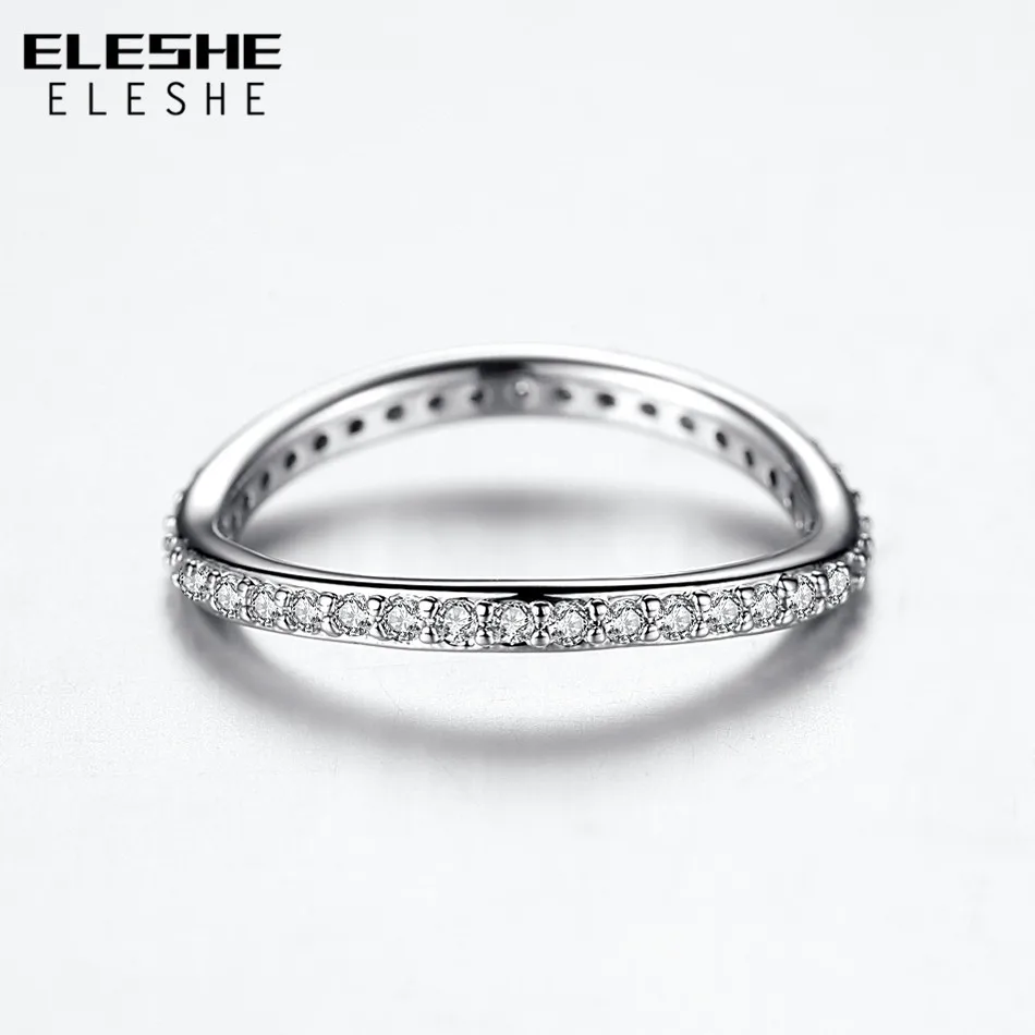 ELESHE Brand New 925 Sterling Silver Rings for Women CZ Crystal Irregular Ring for Women Wedding Valentine's Day Gift Jewelry