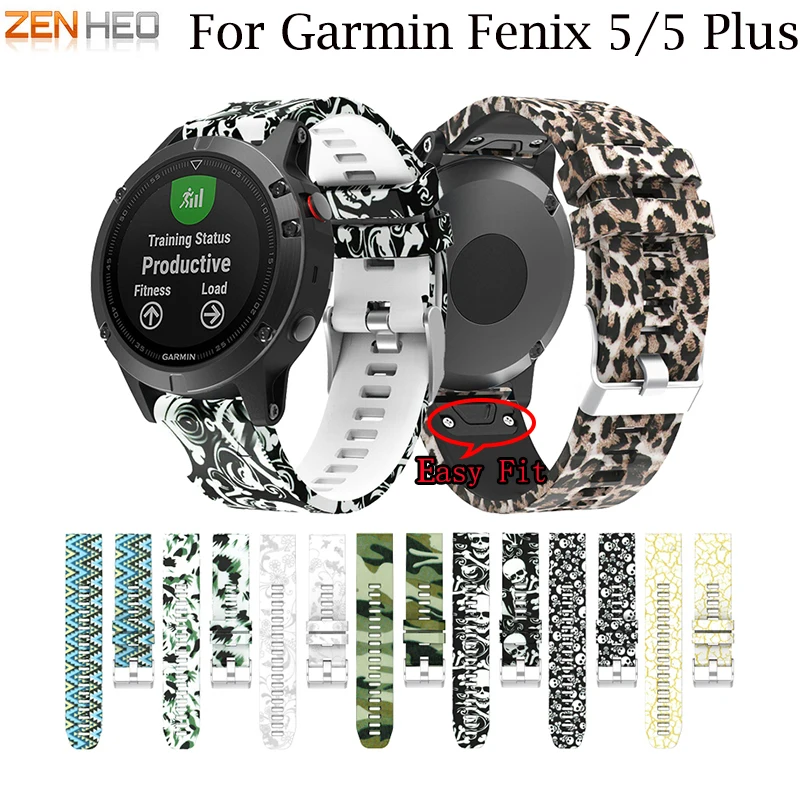 

22MM Watchband for Garmin Fenix 5/5 plus for forerunner 935 GPS Watch Quick Release Printed Silicone Easyfit Wrist Band Straps