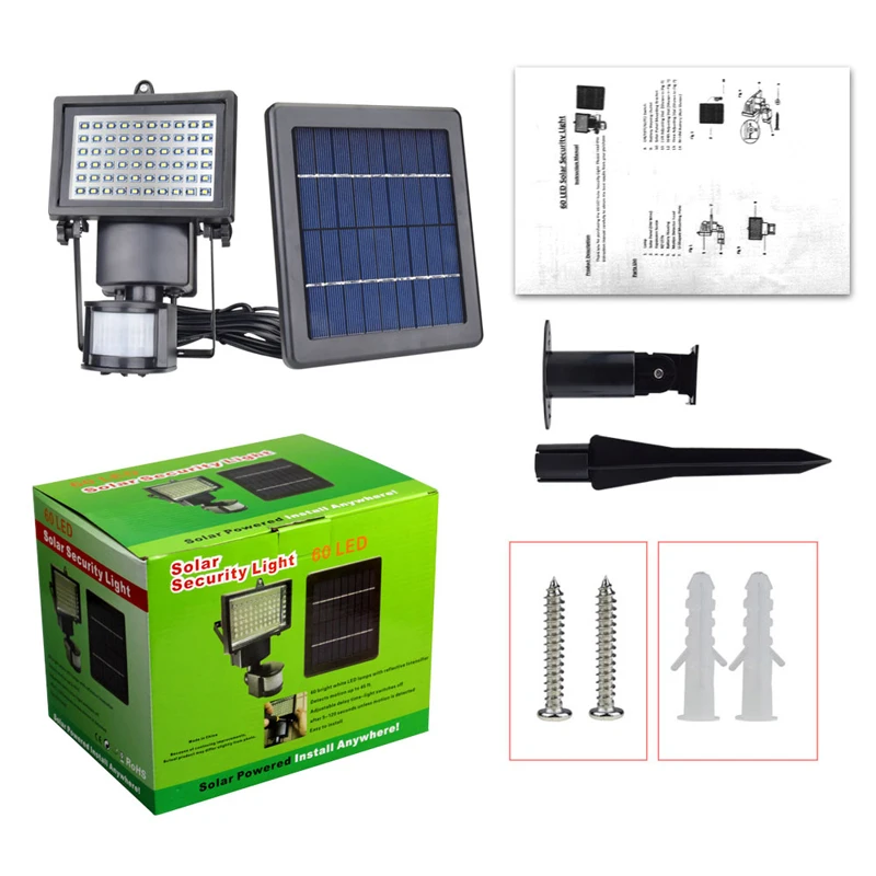 Superbright 60LED Solar Powered Security Lights Waterproof Outdoor Motion Sensor Lighting for Wall Patio Garden Landscape Lamp (11)