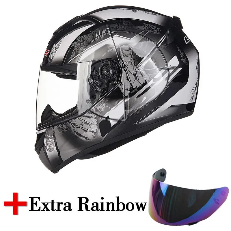 LS2 FF352 moto rcycle шлем модный анфас Мото шлем с дополнительной радужной линзой Высокое качество LS2 Шлемы - Цвет: 7 and color lens