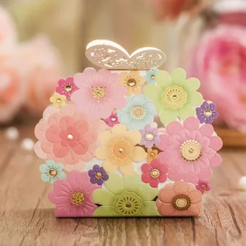 

10 Pcs Beautiful Series Portable Candy Box, Paper Bag with Butterfly Buckle,Gift Packaging Boxes for Candy,Chocolate