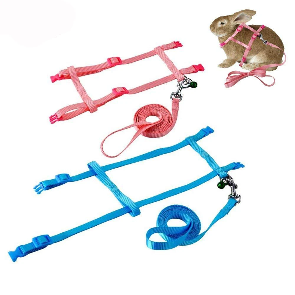 

Pet Rabbit Harness Leash for Soft Nylon,Running,Walking Jogging Harness Leash with Safe Bell for Bunny, Cat, Kitten,Ferret Pets