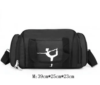 Гимнастическая спортивная сумка для занятий йогой и танцами для девочек, сумка через плечо, Большая вместительная сумка, женская сумка для балета, Танцевальная сумка для взрослых, балетные сумки - Цвет: black M