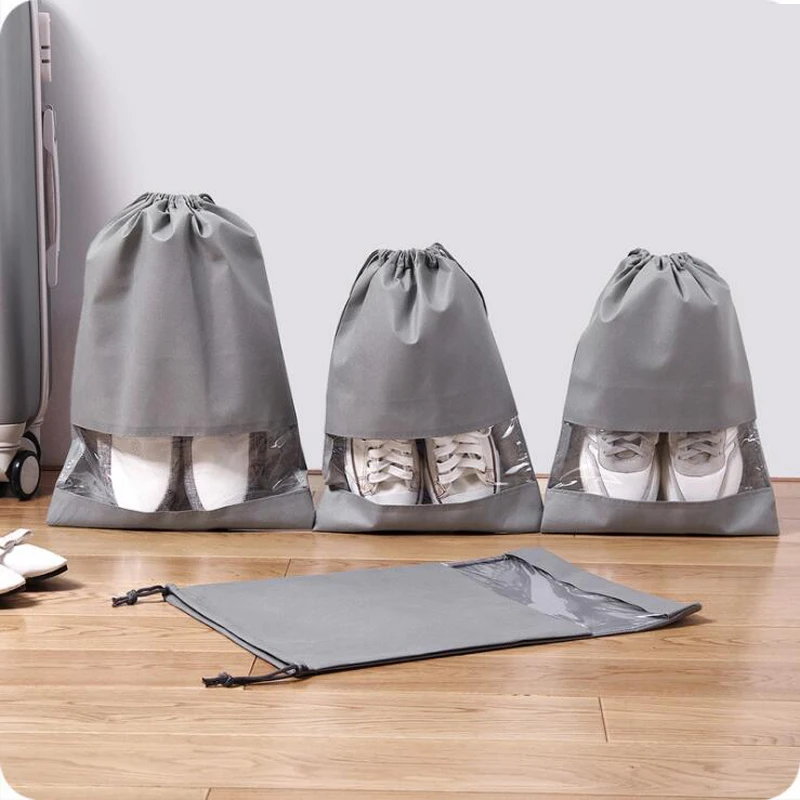 Travel Shoes Storage Bag Visible Dust Bag Shoes Cover Bundle Pocket ...