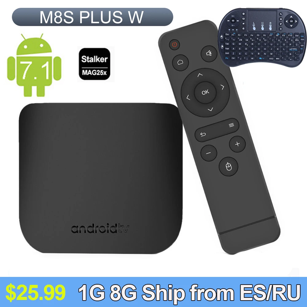 

Mecool M8S PLUS W Adroid 7.1 Amlogic S905C Quad core 1GB 8GB 2.4G WiFi 4K,H.265 set top TV BOX Support OTA update high quali
