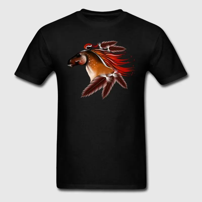 New Style Tshirt Men S-3xl Horse And Red Feathers T Shirt Short Sleeve Tee Tops Comfortable Cool | Мужская одежда