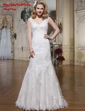 BacklakeGirls V Neck Lace Appliques Court Train Long Formal Tulle Mermaid Wedding Dress 2017 Custom Made Vestido De Noiva