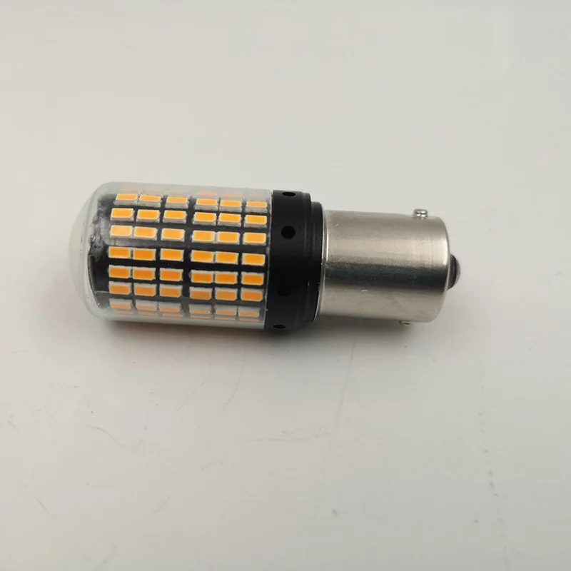 2 шт. 3000K 1156 144SMD BAU15S PY21W Canbus Янтарный Автомобильный светодиодный сигнал поворота лампа