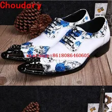 Choudory € 2017 Moda Retro Dos Homens de Couro Homens Sapatos Rebites de Metal pontas Do Dedo Do Pé Sapatas Dos Homens Se Vestem Sapatos Casuais Sapatos Oxford Para Homens