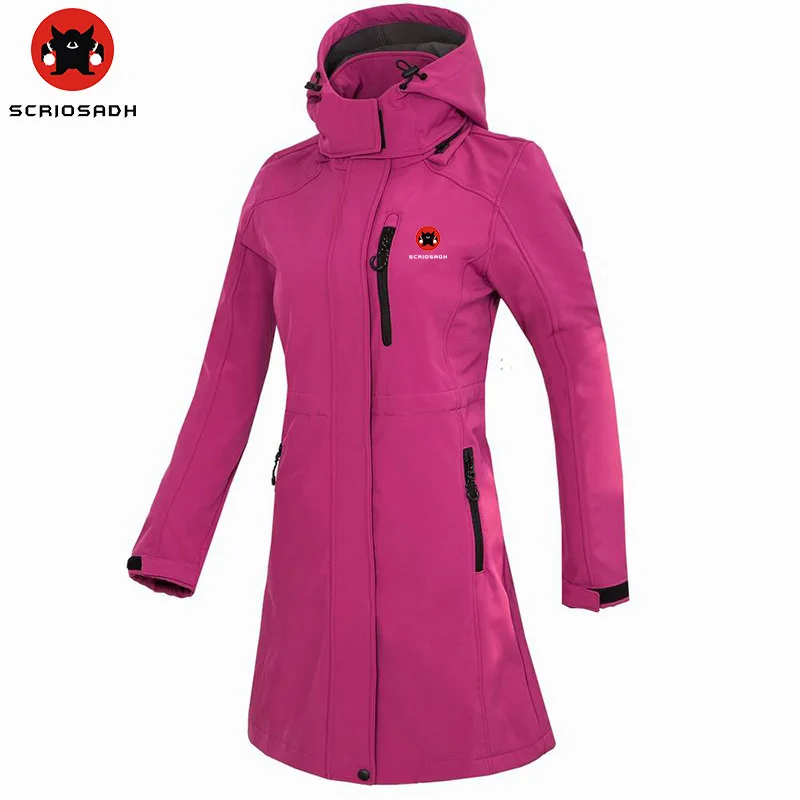 Skup SCRIOSADH kurtka zimowa damska z polaru miękka powłoka wiatroszczelna długa kurtka Outdoor wspinaczka narciarska wodoodporna antystatyczna kurtka damska