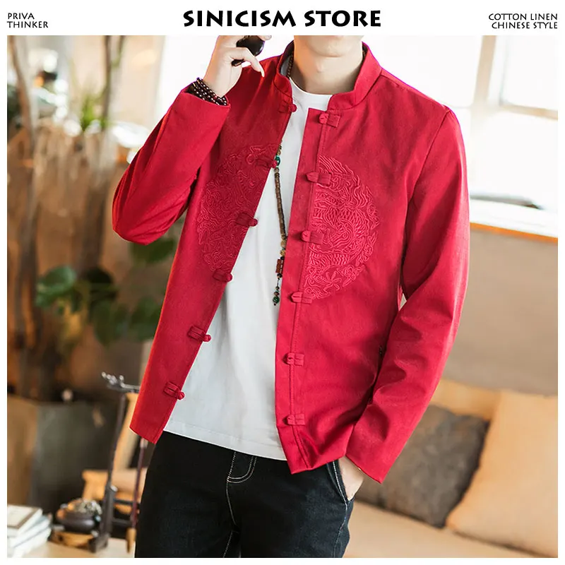 Sinicism Store Men Embroidery Bomber Jackets 2019 Mens Streetwear Casual Jackets Coats Male Harajuku Chinese Style Windbreaker