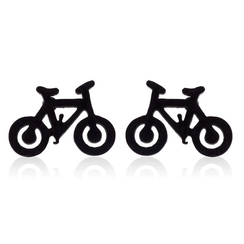 Высококачественные модные серьги-гвоздики черного цвета из нержавеющей стали для велосипеда, серьги в форме велосипеда для мужчин и женщин, минимализм, ювелирные изделия - Окраска металла: С черным покрытием, нанесенным краскопультом