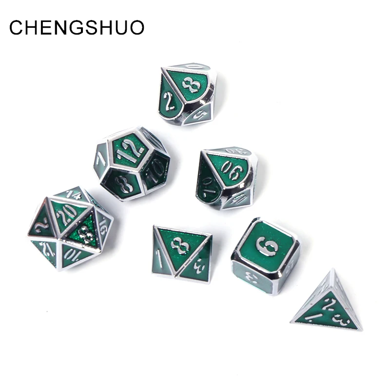 

Chengshuo rpg dice polyhedral dnd metal sets dungeons and dragons green dices colored digital zinc alloy d20 10 6 12 table games