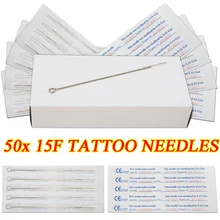 50 шт иглы татуировки 15F одноразовые предварительно сделанные стерилизованные иглы татуировки плоские шейдер для расходные материалы для татуировочной машинки