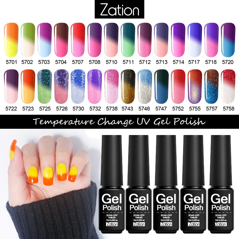 

Zation Chamaleon Nail Gel Polish Temperature Changing Semi Permanent Paint Base and Top Needed Thermo Mood Color Gel Varnish