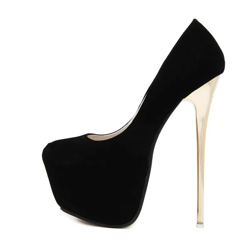 

QWEDF Sexy Pumps Wedding Women Fetish Shoes Concise Woman Pumps High Heel Stripper Flock Pumps famale shoes SY-50