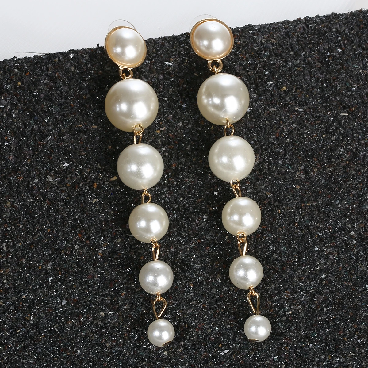 Trendy Long Earrings Big Simulated Pearl Beads Statement Dangle Earrings For Wedding Party Gift Fashion Jewelry Shellhard