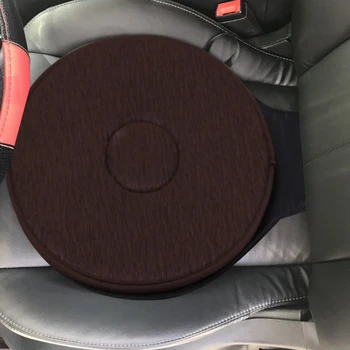 

2pcs Non-slip Car Seat Revolving Rotating Cushion Swivel Foam Mobility Aid Seat Cushion In Chair Tie On Pad Dark Brown Massage
