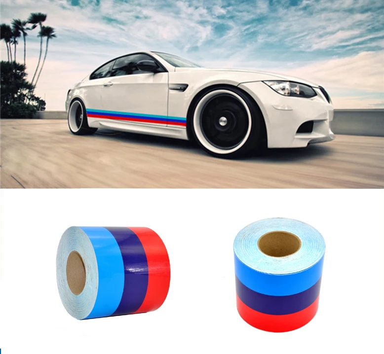 

1M/2M/3M/5M Car Auto Hood Roof Fender M-Colored Power Flag Stripe Sticker Decal for BMW 1 2 3 4 5 7 Series X1 X3 X5 X6