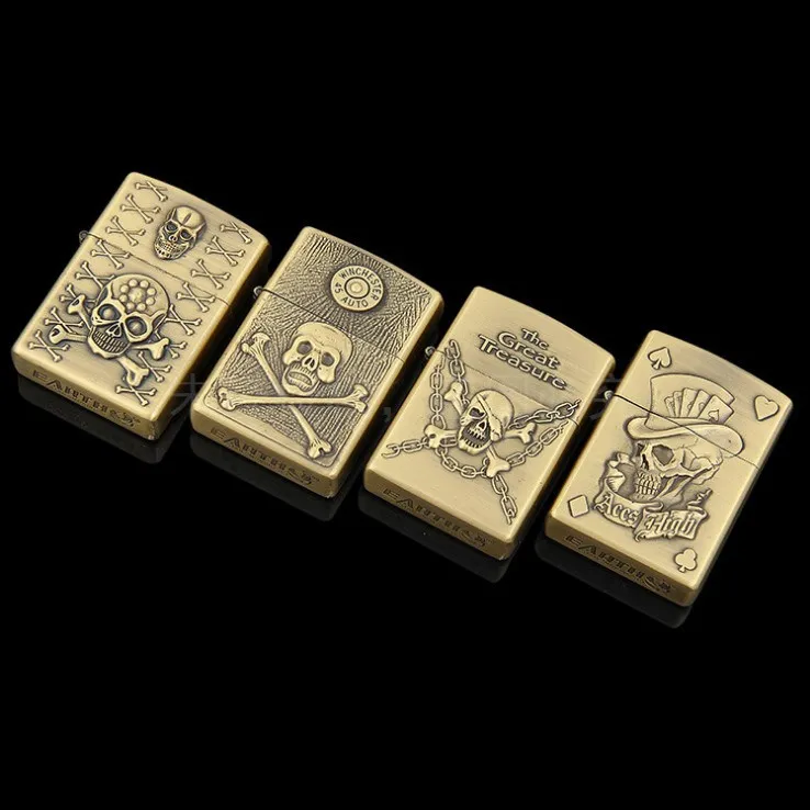 

High-quality Bronze Ghost Skull-G Oil lighters kerosene lighters Windproof Metal Smoking Fuel Lighters