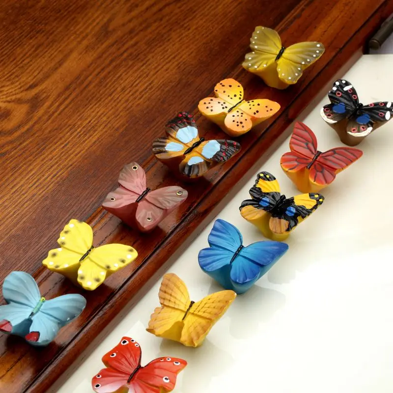 1pcs butterfly furniture pulls resin closet drawer handle and knobs