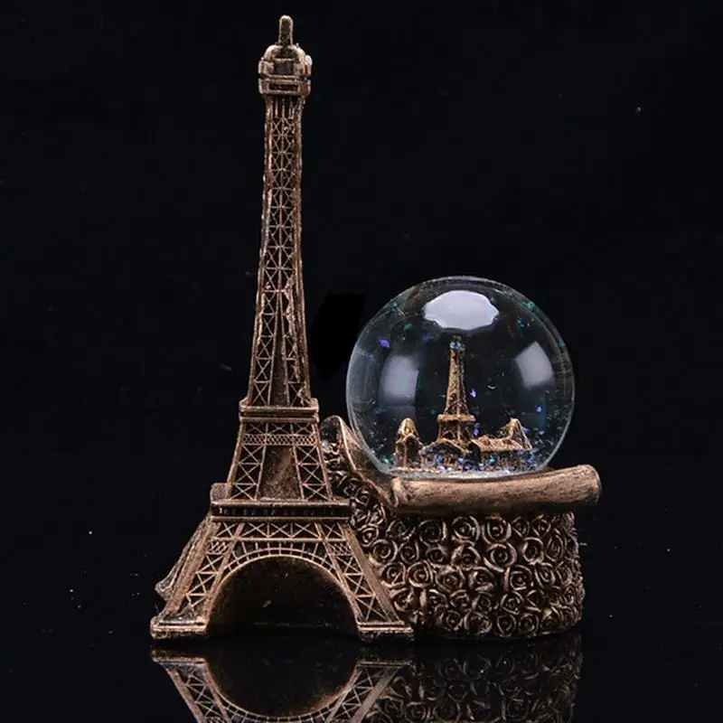

Hot Desktop Figurines Miniatures Fake Eiffel Tower Imitation Crystal Ball Resin Decoration Craft Home Ornament