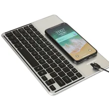 Rechargeable Bluetooth Wireless Keyboard With mobile phone wireless charging function For iOS For Android For Windows mini handheld rechargeable 80 key bluetooth v2 0 keyboard for android phone tablets white