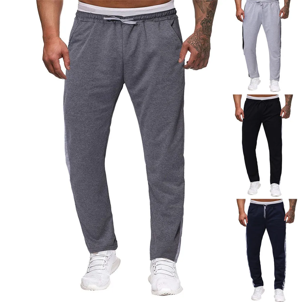 Men Splicing Printed Overalls Casual Pocket Sport Work Casual Trouser Pants pantalones hombre streetwear joggers sweatpants