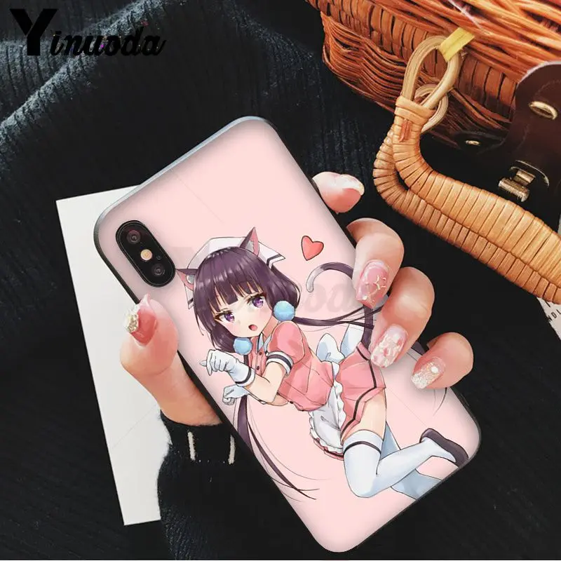 Yinuoda мультфильм аниме kawaii Девушка кошка Красочный милый чехол для телефона для iPhone 8 7 6 6S Plus 5 5S SE XR X XS MAX Coque Shell